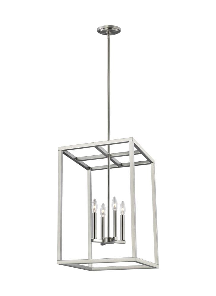 Generation Lighting Moffet Street 4 -Light Brushed Nickel Transitional Square Medium Hanging Pendant light