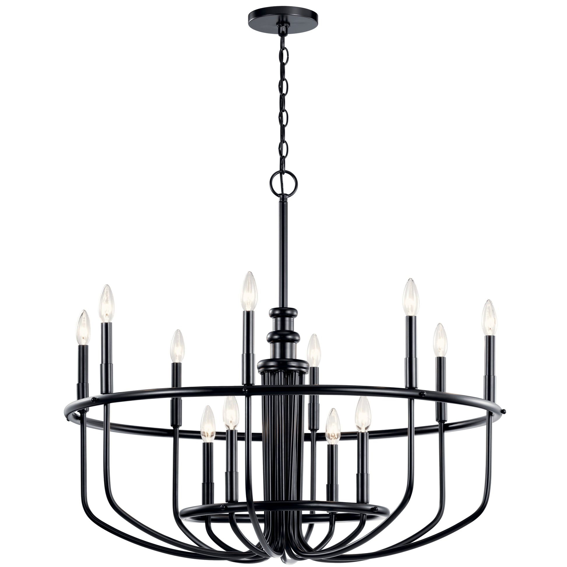 Kichler Capitol Hill 12 -Light Black Traditional For Use in Bedrooms, Dining Rooms, Foyers, Kitchens, Living Rooms Chandelier 2221013