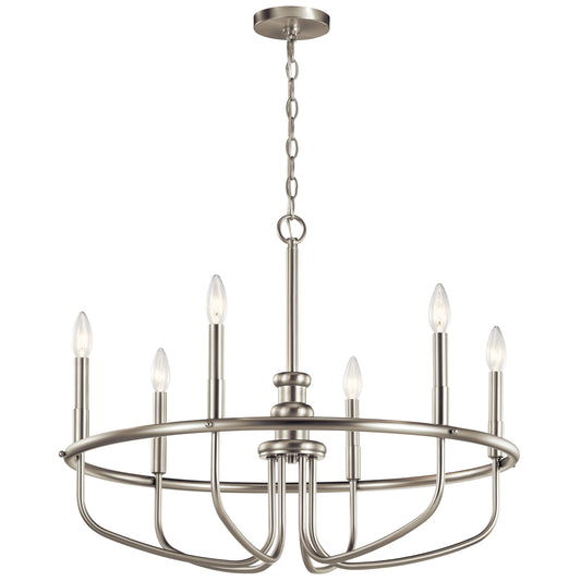 Kichler Capitol Hill 6 -Light Brushed Nickel Traditional For Use in Bedrooms, Dining Rooms, Foyers, Kitchens, Living Rooms Chandelier 2221012