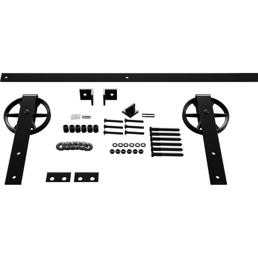 Goldberg Brothers 60-in Black Indoor Wagon Wheel Single & Double Barn Door Hardware Kit GB600145HWBL