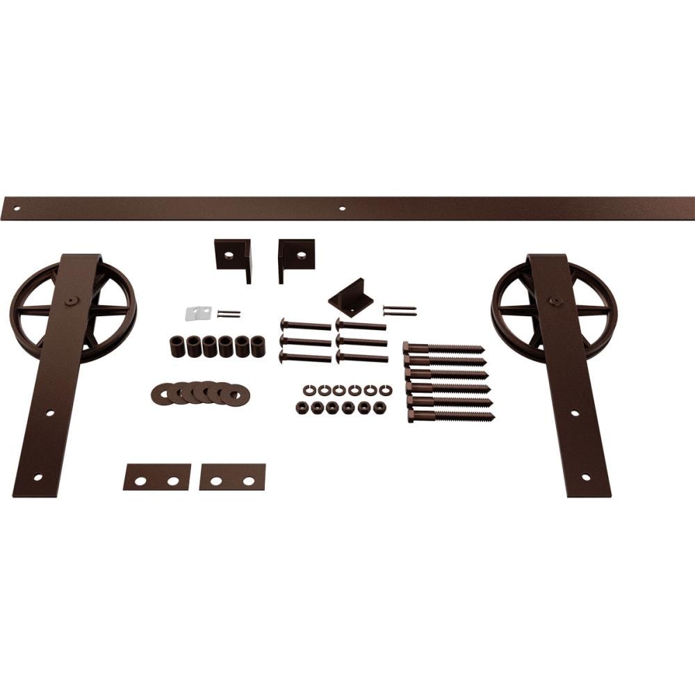 Goldberg Brothers 48-in Rustic Brown Indoor Wagon Wheel Single & Double Barn Door Hardware Kit GB600144HWRB