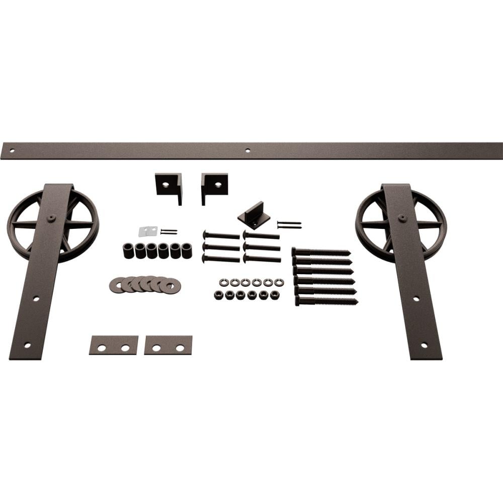 Goldberg Brothers 96-in Bronze Texture Indoor Wagon Wheel Single & Double Barn Door Hardware Kit GB600148HWBZ