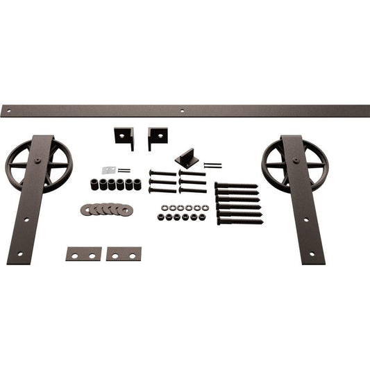 Goldberg Brothers 96-in Bronze Texture Indoor Wagon Wheel Single & Double Barn Door Hardware Kit GB600158HWBZ