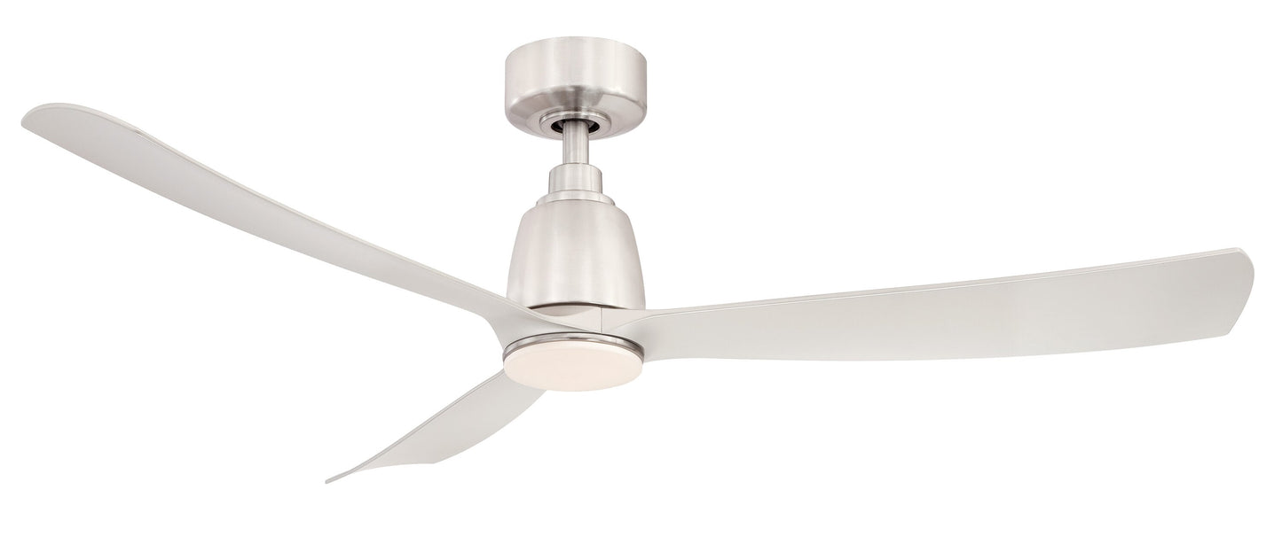 Fanimation Kute 52-in Brushed Nickel Indoor/Outdoor Smart Propeller Ceiling Fan Light Kit Compatible and Remote (3-Blade) FPD8534BN