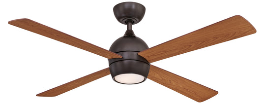 Fanimation Kwad 52-in Integrated LED Dark Bronze with Dark Walnut/Cherry Blades Ceiling Fan With Light - Remote Included ( 4 -Blade ) 2411264