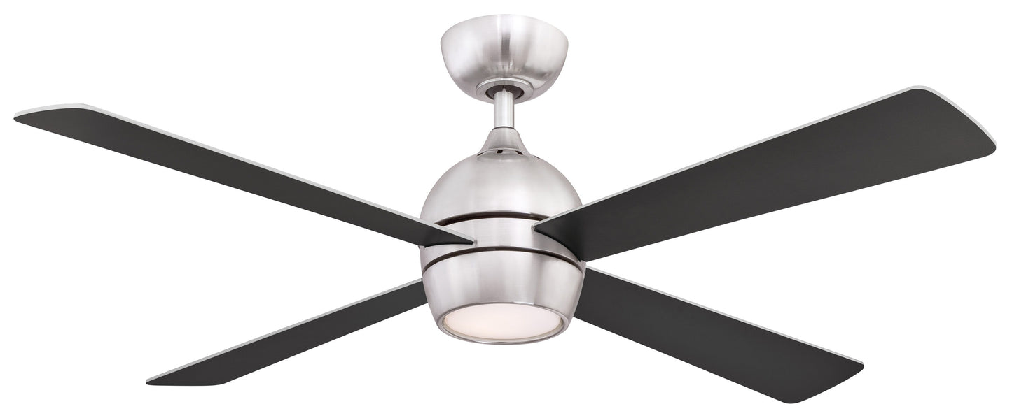 Fanimation Kwad 52-in Integrated LED Brushed Nickel with Black/Brushed Nickel Blades Ceiling Fan With Light - Remote Included ( 4 -Blade ) 2411262