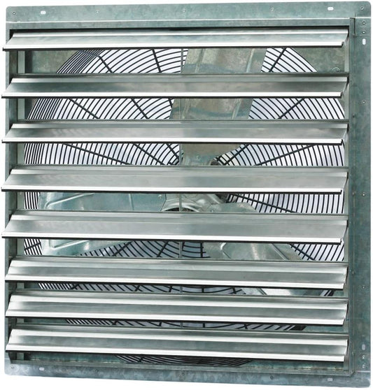 iLIVING Single Speed Shutter Exhaust Fan 30-in Indoor Silver Wall Mounted Fan ILG8SF30S