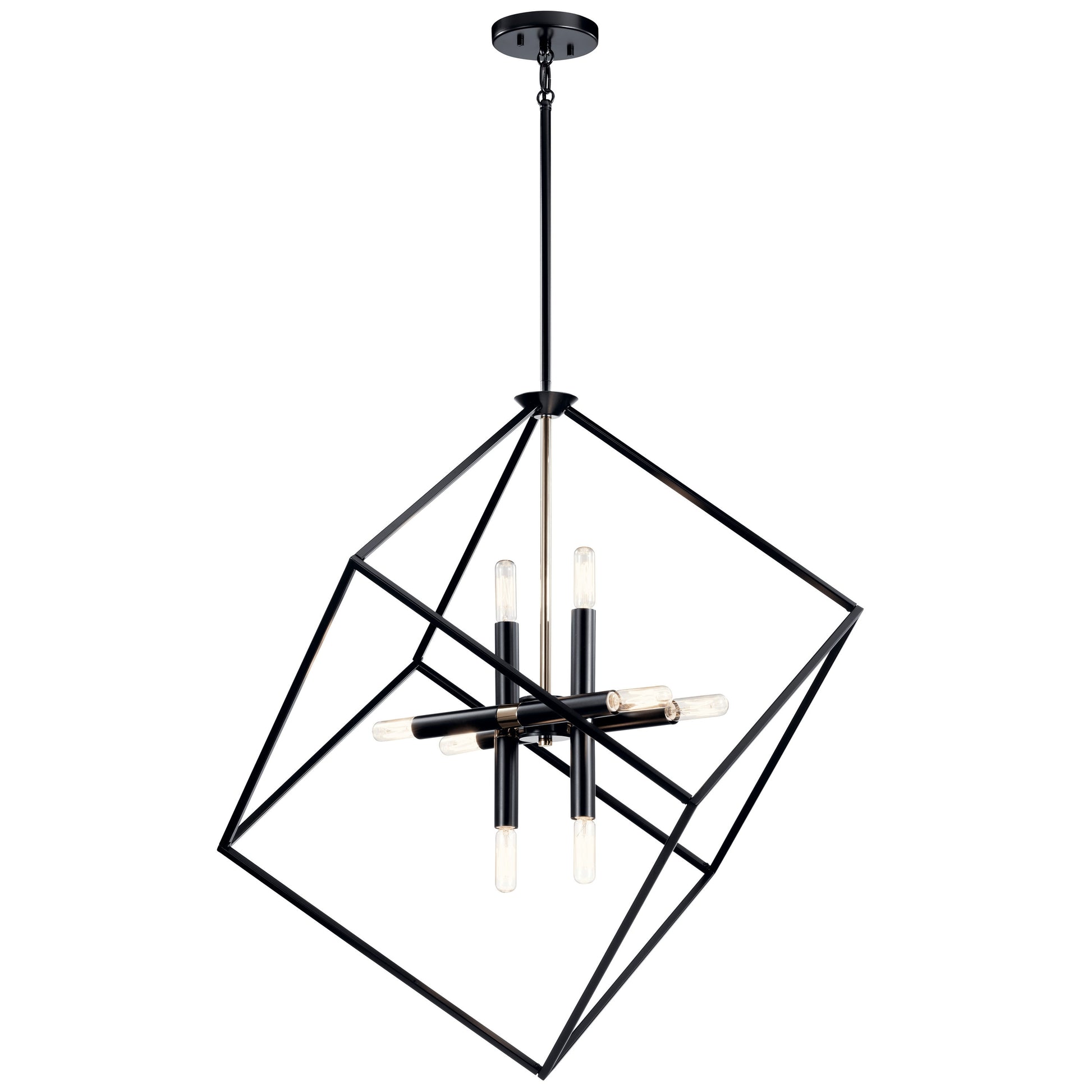 Kichler Cartone 8 -Light Black Modern/contemporary Cage For Use in Bedrooms, Dining Rooms, Foyers, Kitchens, Living Rooms Chandelier 2416131