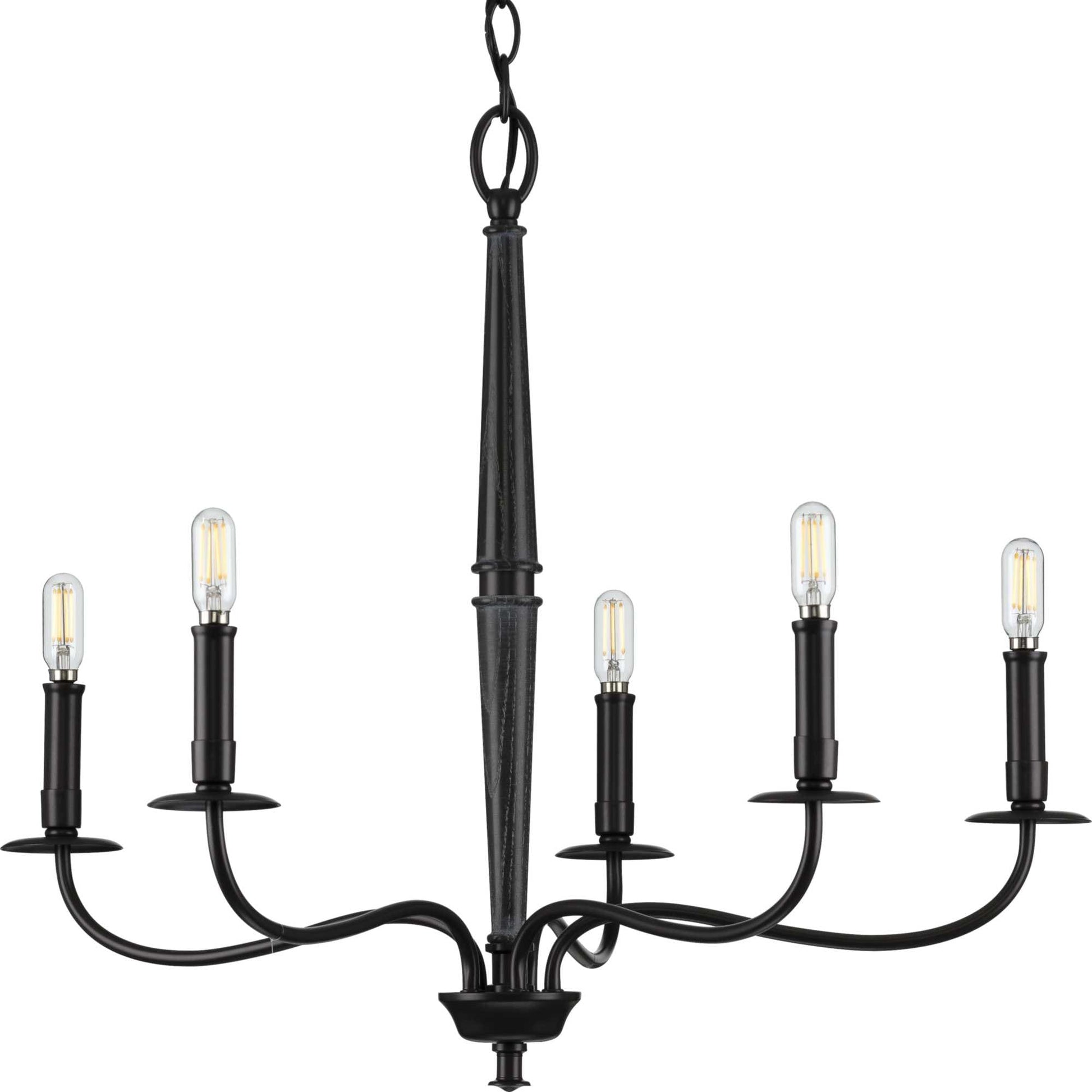 Progress Lighting Durrell 5 -Light Matte Black Coastal For Use in Bedrooms, Dining Rooms, Foyers, Kitchens, Living Rooms Chandelier 2467465