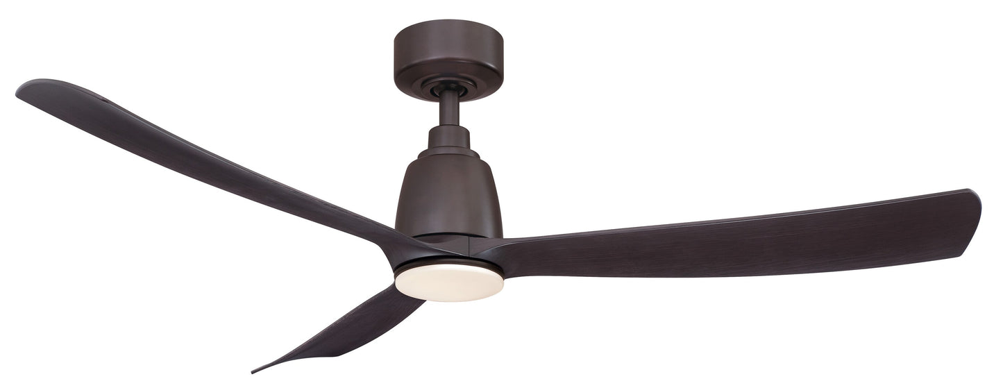 Fanimation Kute 52-in Dark Bronze with Dark Walnut Blades Color-changing Integrated LED Indoor/Outdoor Smart Propeller Ceiling Fan with Light and Remote (3-Blade) FPD8534DZ-LK