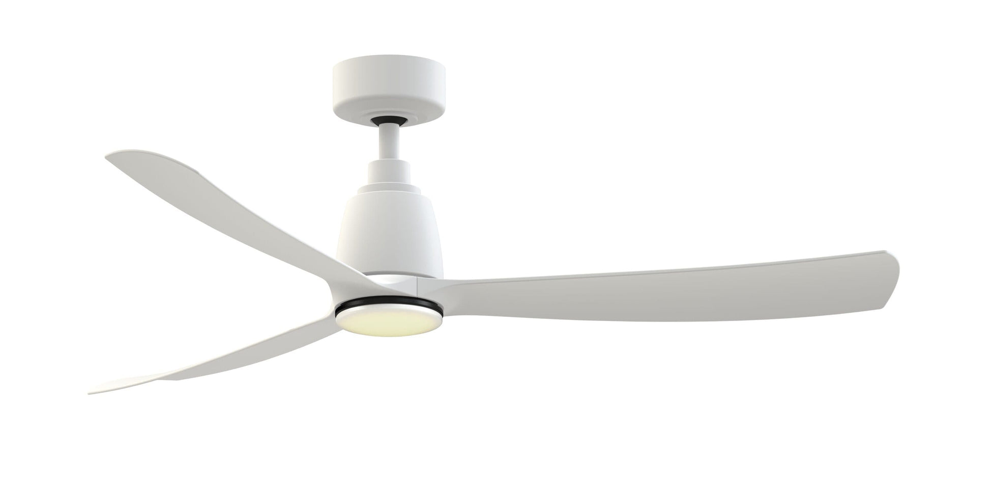 Fanimation Kute 52-in Matte White/Black with Matte White Blades Color-changing Integrated LED Indoor/Outdoor Smart Propeller Ceiling Fan with Light and Remote (3-Blade) FPD8534MW-LKBL