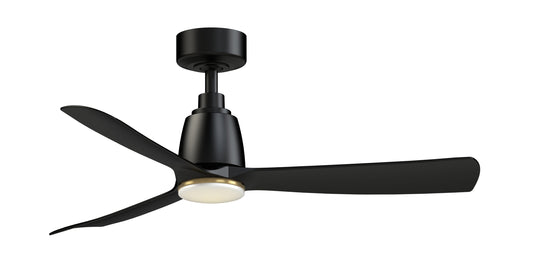 Fanimation Kute 44-in Black/Brushed Satin Brass with Black Blades Color-changing Integrated LED Indoor/Outdoor Smart Propeller Ceiling Fan with Light and Remote (3-Blade) FPD8547BL-LKBS