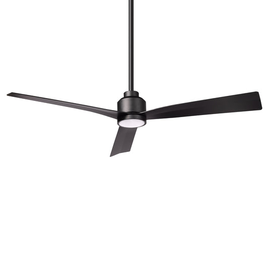 WAC Lighting Clean 52-in Matte black Integrated LED Indoor/Outdoor Smart Ceiling Fan with Light and Remote (3-Blade) F-003L-MB