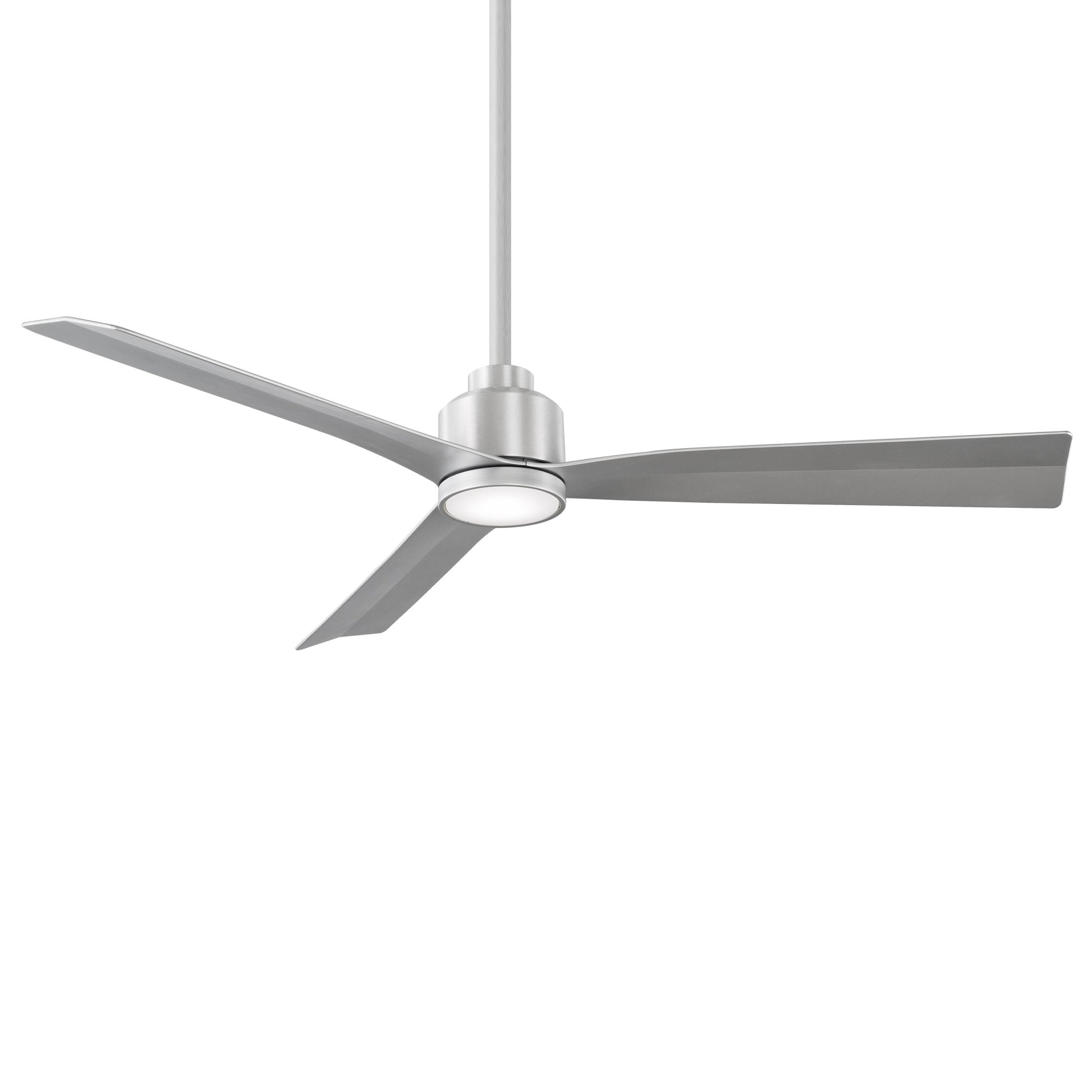 WAC Lighting Clean 52-in Brushed Aluminum Integrated LED Indoor/Outdoor Smart Ceiling Fan with Light and Remote (3-Blade) F-003L-BA