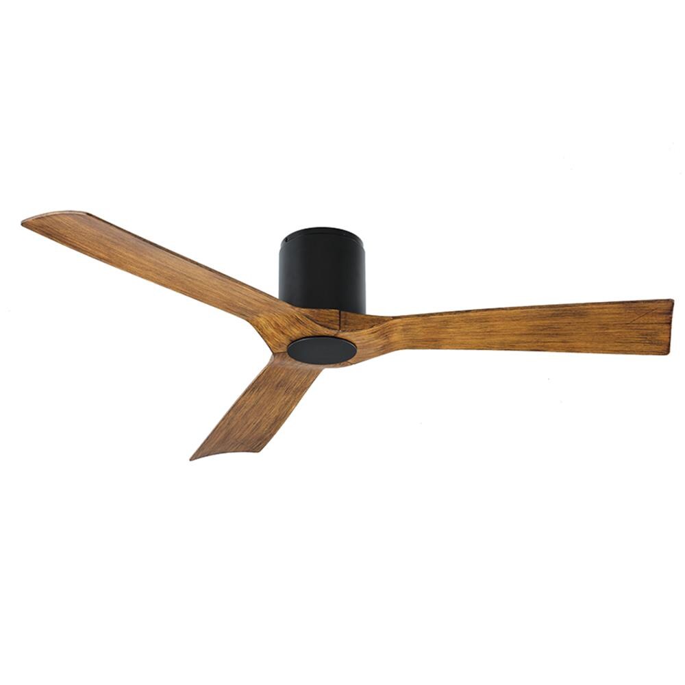 Modern Forms Aviator 54-in Matte Black with Matte Black Distressed Koa Blades Integrated LED Indoor/Outdoor Flush Mount Smart Ceiling Fan Light Kit Compatible (3-Blade) FH-W1811-54-MB/DK