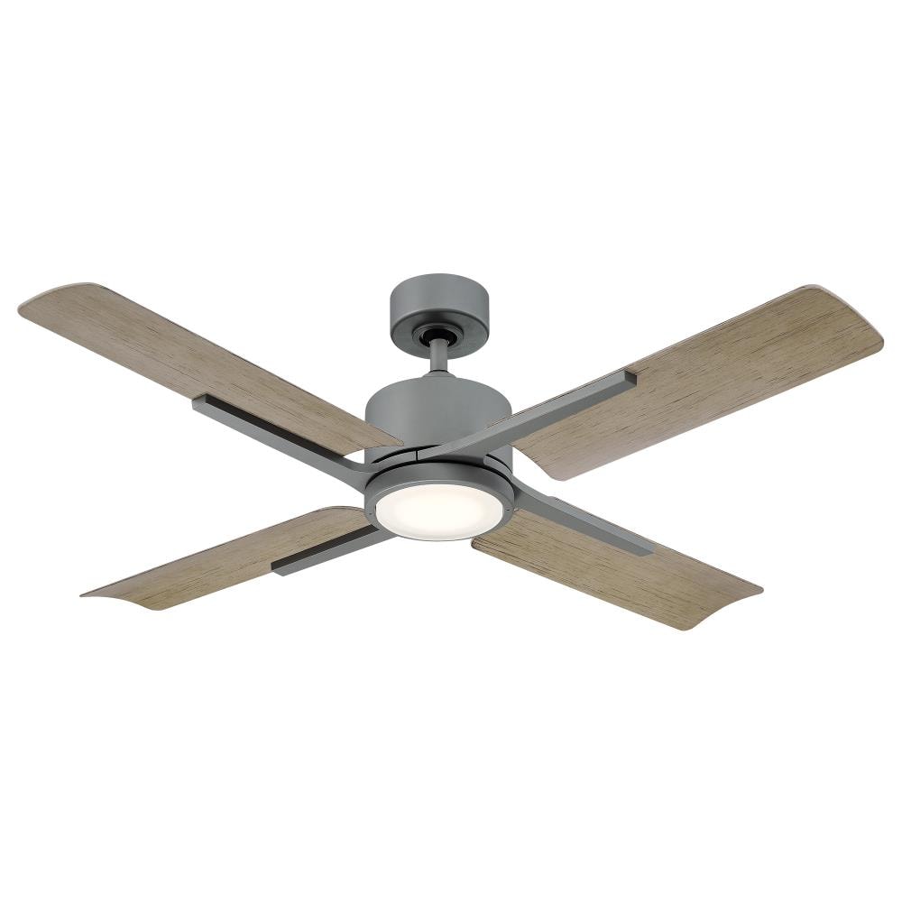 Modern Forms Cervantes 56-in Graphite with Graphite Weathered Gray Blades Integrated LED Indoor/Outdoor Smart Ceiling Fan with Light and Remote (4-Blade) FR-W1806-56L-GH/WG
