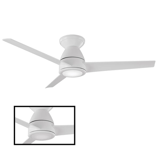 Modern Forms Tip Top 44-in Matte White Integrated LED Indoor/Outdoor Flush Mount Smart Ceiling Fan with Light and Remote (3-Blade) FH-W2004-44L-MW