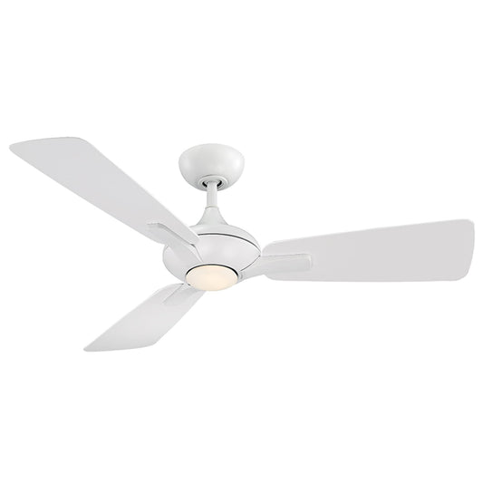 Modern Forms Mykonos 52-in Matte White Integrated LED Indoor/Outdoor Smart Ceiling Fan with Light and Remote (3-Blade) FR-W1819-52L-MW