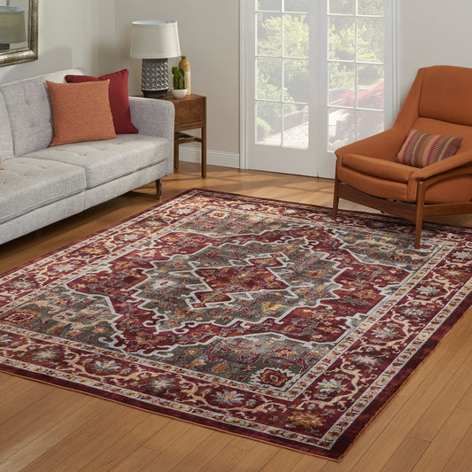 GERTMENIAN Carmen 9 x 13 (ft) Red Rectangular Indoor Medallion Pet Friendly Area rug