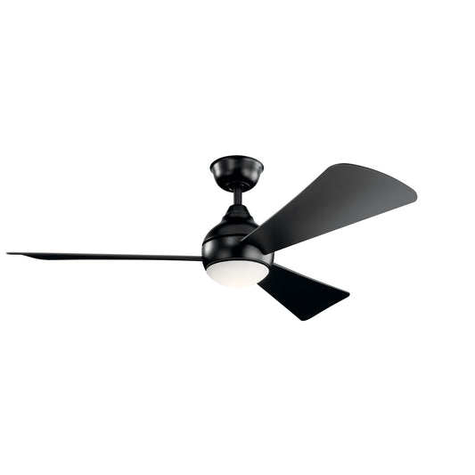 Kichler Sola 54-in Integrated LED Outdoor Downrod or Flush Mount Satin Black with Satin Black Blades Ceiling Fan With Light - Remote Included ( 3 -Blade )