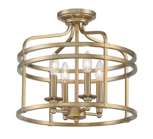 Minka Lavery Covent Park 4 -Light 16-in Brushed Gold Semi Flush Mount Light 2676463
