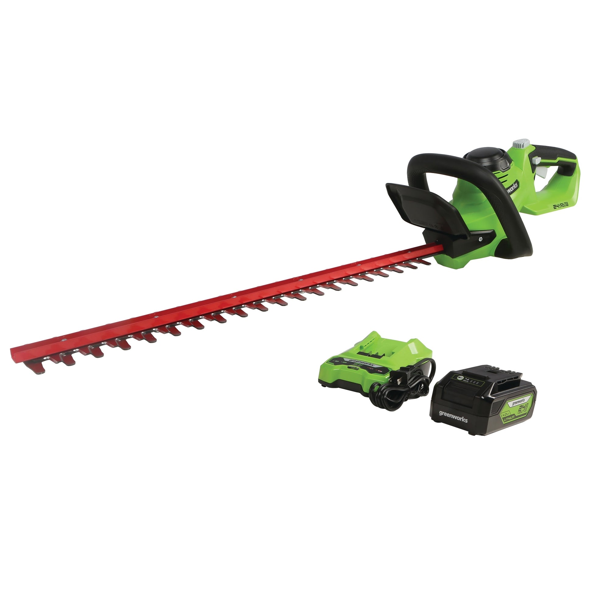 Greenworks 24-volt 22-in Battery Hedge Trimmer 4 Ah (Battery and Charger Included) HT24B414