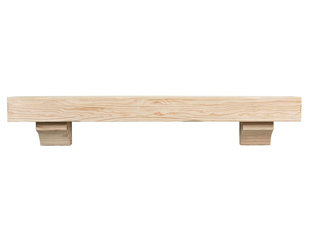 Mantels Direct 72-in W x 5-in H x 9-in D Unfinished Pine Hollow Rustic Fireplace Mantel NATURAL-72-URD