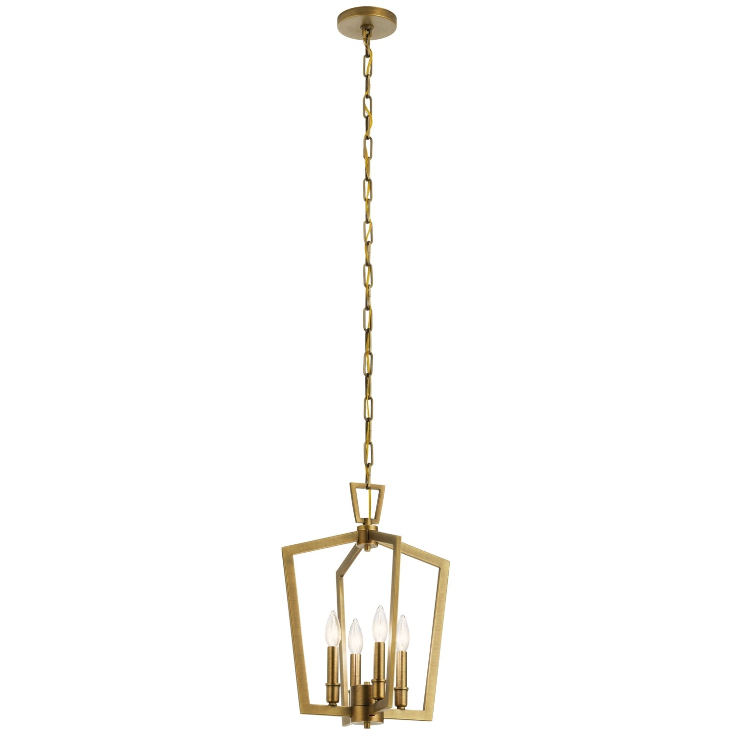 Kichler Abbotswell 4 -Light Natural Brass Traditional Lantern Medium Hanging Pendant light 2854271
