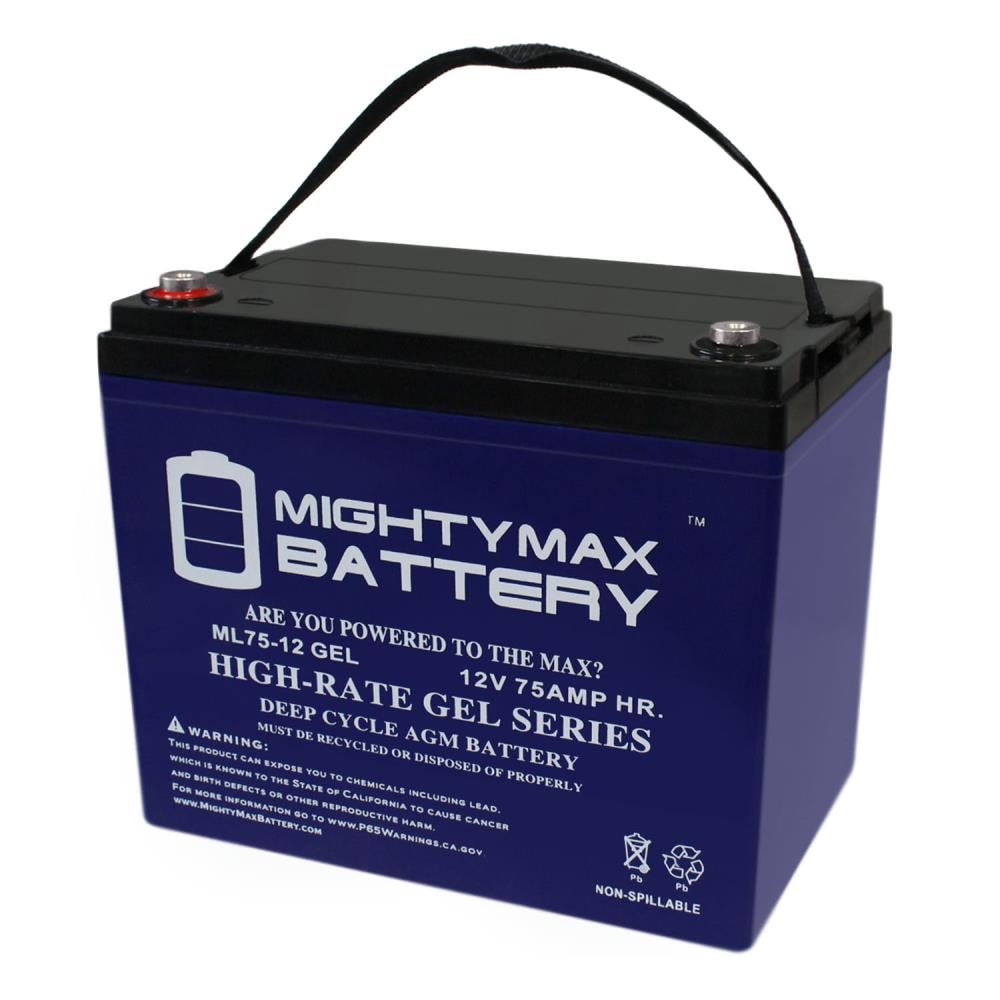 Mighty Max Battery 12V 75AHGEL for BCI Group 24M Starting Marine & RV Rechargeable Sealed Gel 12750 Backup Power Batteries ML75-12GEL344