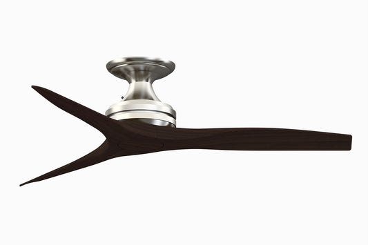 Fanimation Spitfire 48-in Outdoor Flush Mount Brushed Nickel with Dark Walnut Blades Propeller Ceiling Fan Light Kit Compatible and Remote ( 3 -Blade ) 3073184