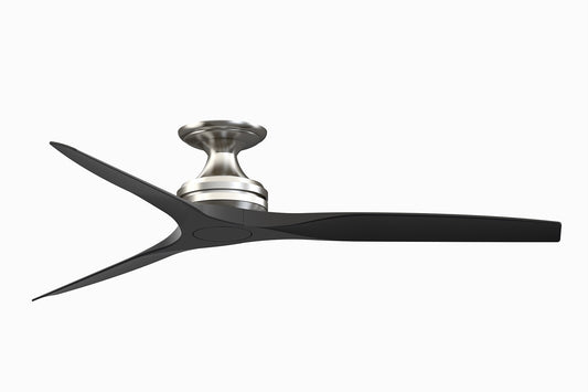 Fanimation Spitfire 60-in Outdoor Flush Mount Brushed Nickel with Black Blades Propeller Ceiling Fan Light Kit Compatible and Remote ( 3 -Blade ) 3073190