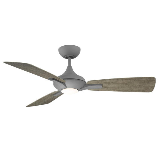 Modern Forms Mykonos 52-in Graphite with Graphite Weathered Wood Blades Integrated LED Indoor/Outdoor Smart Ceiling Fan with Light and Remote (3-Blade) FR-W1819-52L-GH/WW