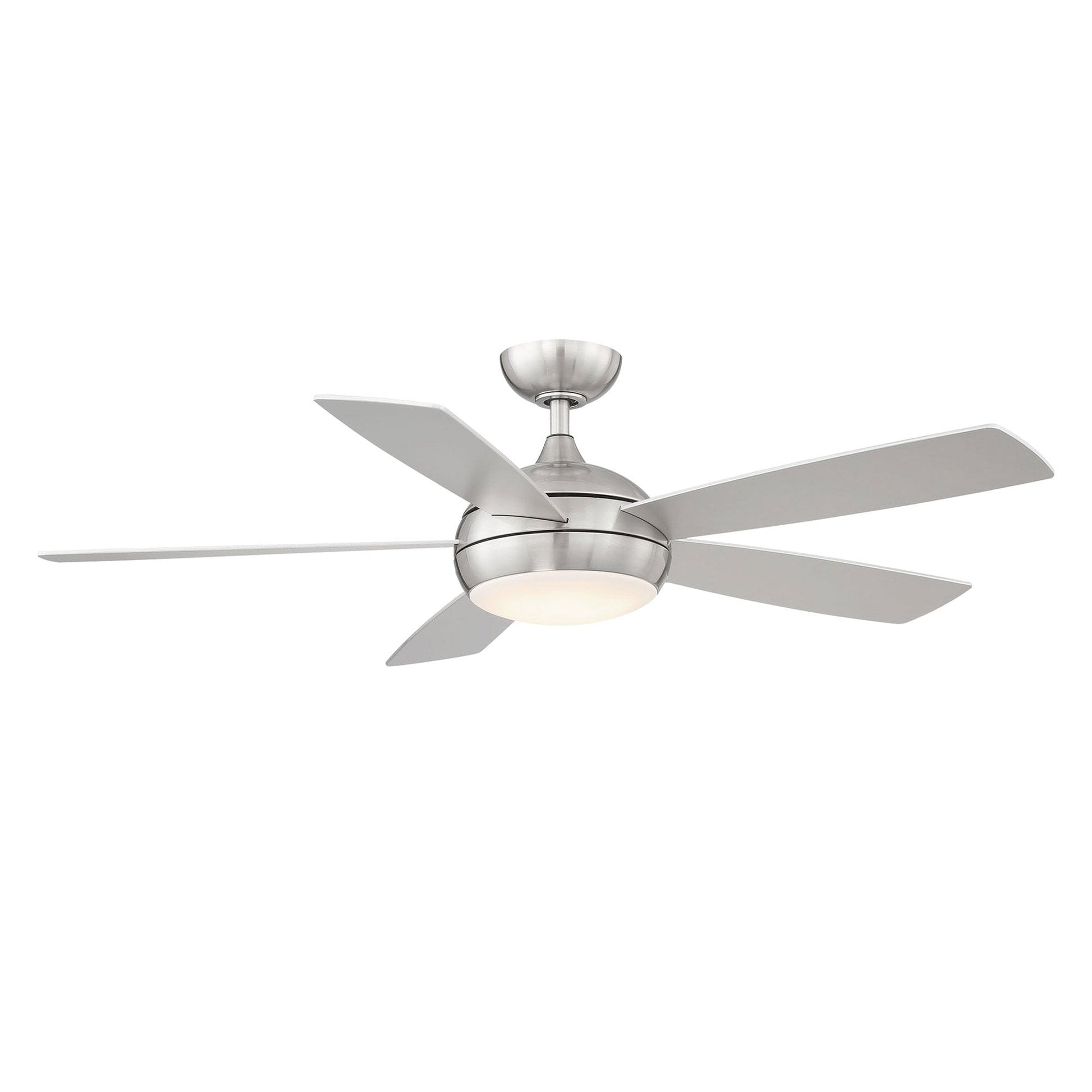 WAC Lighting Odyssey 52-in Brushed Nickel Integrated LED Indoor/Outdoor Smart Ceiling Fan with Light and Remote (5-Blade) F-005L-BN
