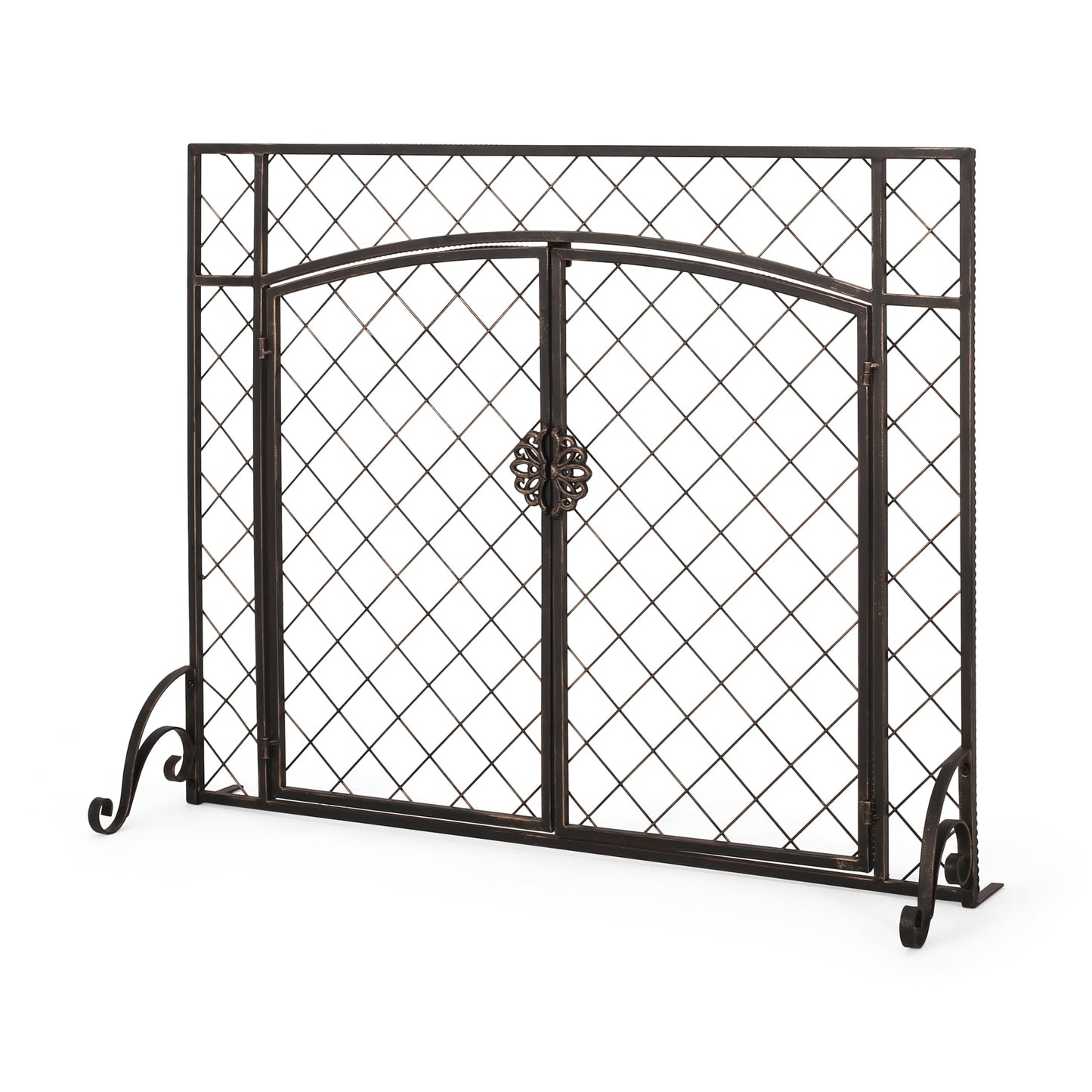 Best Selling Home Decor 39.5-in Black Brushed Gold Iron 3-Panel Flat Twin Fireplace Screen 312139