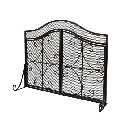 Home Decor 41-in Black Gold Iron 3-Panel Flat Twin Fireplace Screen 309132