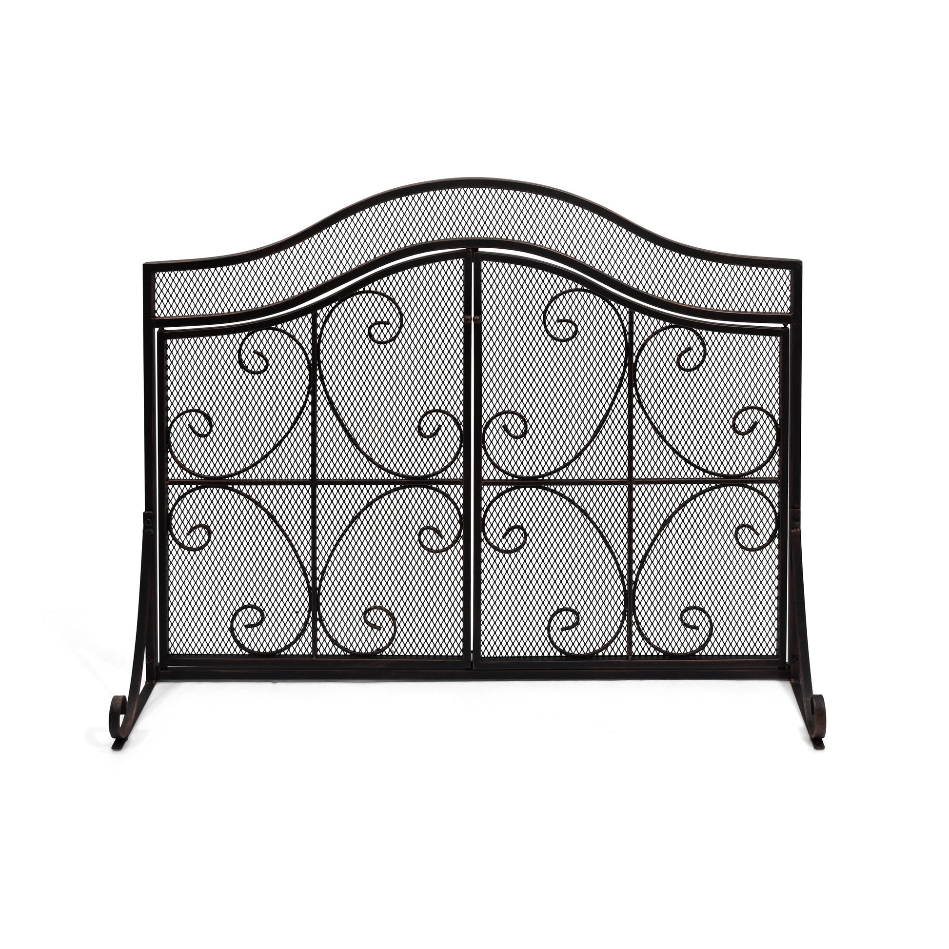 Home Decor 41-in Black Copper Iron 3-Panel Flat Twin Fireplace Screen 309133