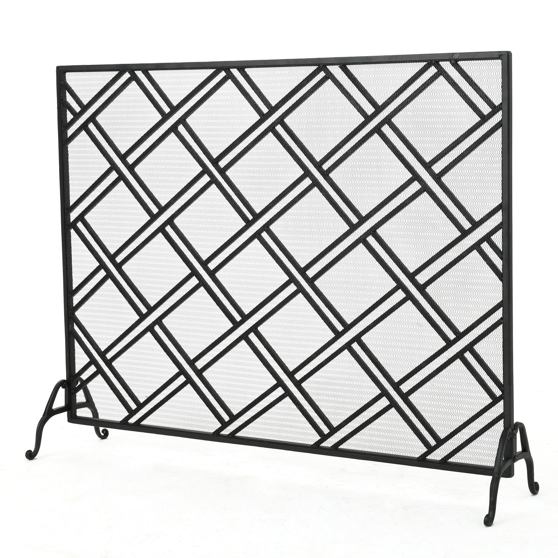 Home Decor 44-in Black Iron 1-Panel Flat Fireplace Screen 301555