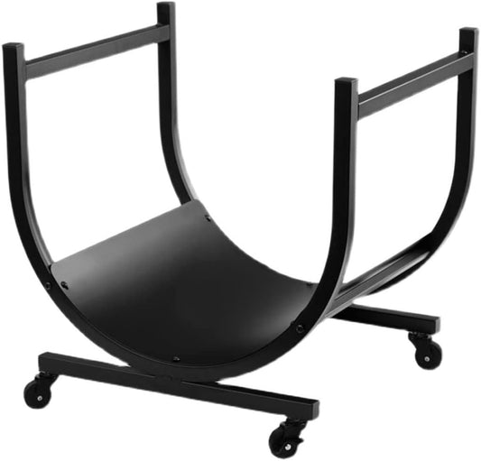 Firewood Log Rack Storage,Log Store Indoors, Log Store Firewood Racks Outdoor Steel Wood Storage Log Store with Wheels Firewood Rack Indoor Fireplace Decorative Partition