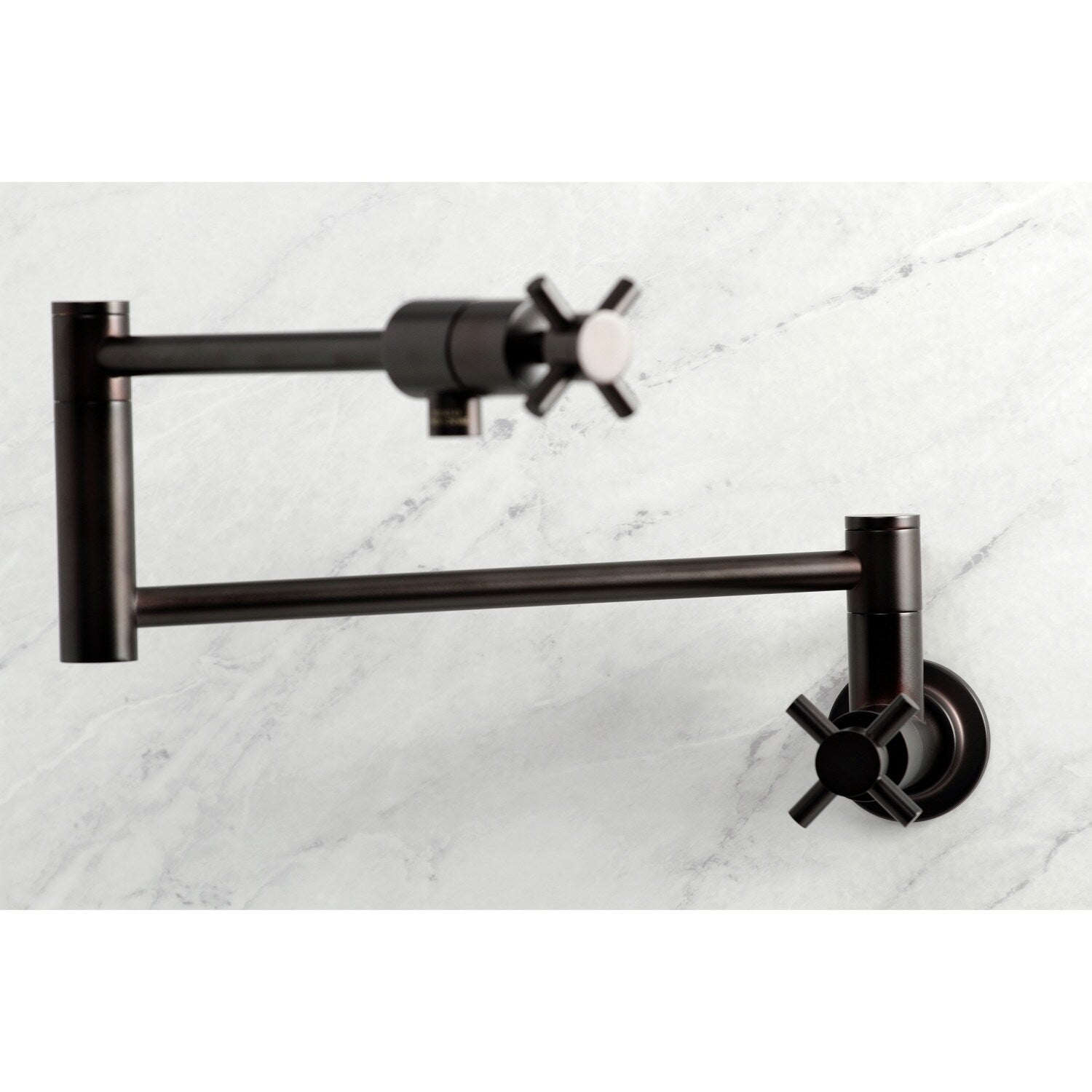 Kingston Brass Concord Oil-rubbed bronze Double Handle Wall-mount Handle Residential Pot filler Kitchen Faucet with Sprayer