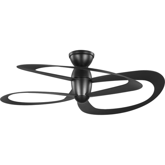 Progress Lighting Willacy 48-in Matte black Indoor/Outdoor Flush Mount Smart Ceiling Fan and Remote (3-Blade) P250063-031