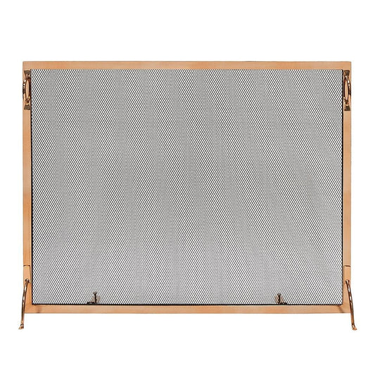 Minuteman International 8-in Polished Brass Steel 1-Panel Flat Fireplace Screen SSM-3830BR