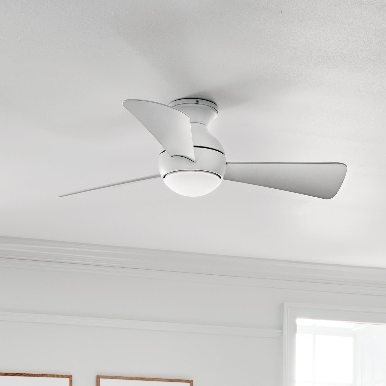 Kichler Sola 44-in Integrated LED Outdoor Downrod or Flush Mount Matte White with Matte White Blades Ceiling Fan With Light ( 3 -Blade ) 1418388