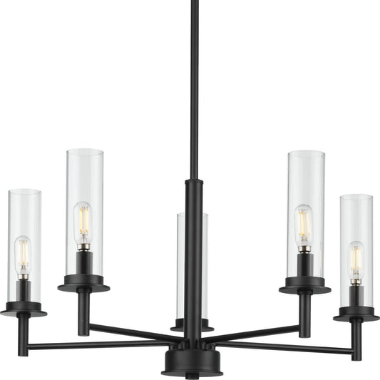 Progress Lighting Kellwyn 5 -Light Matte Black Traditional For Use in Bedrooms, Dining Rooms, Foyers, Kitchens, Living Rooms Chandelier 3725387