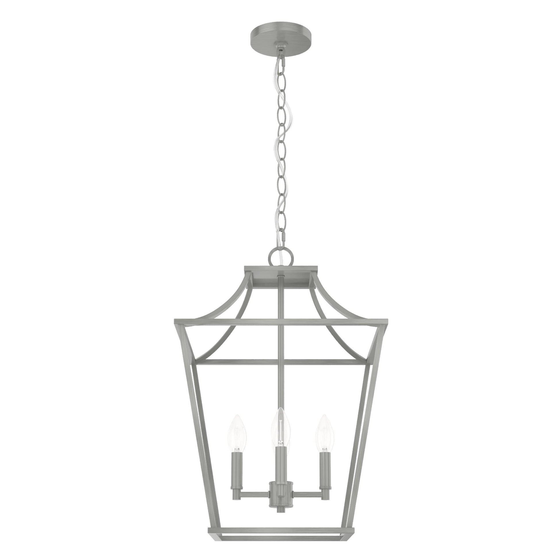 Hunter Laurel Ridge 4 -Light Brushed Nickel Traditional Lantern Medium Hanging Pendant light 3830534