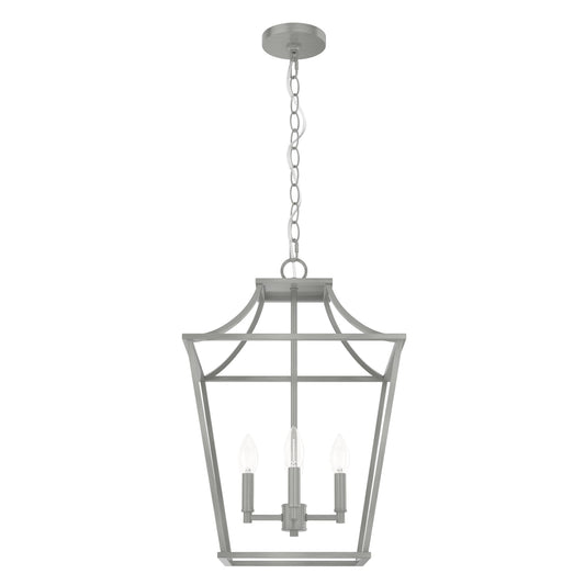 Hunter Laurel Ridge 4 -Light Brushed Nickel Traditional Lantern Medium Hanging Pendant light 3830534