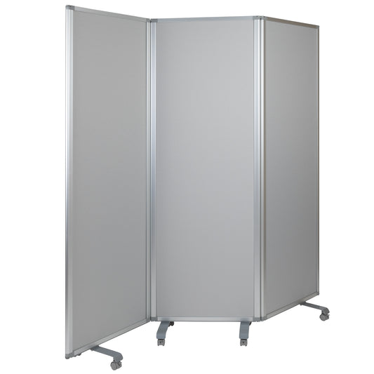 Flash Furniture 3 -Panel White/Gray Polypropylene Folding Contemporary/Modern Style Room Divider