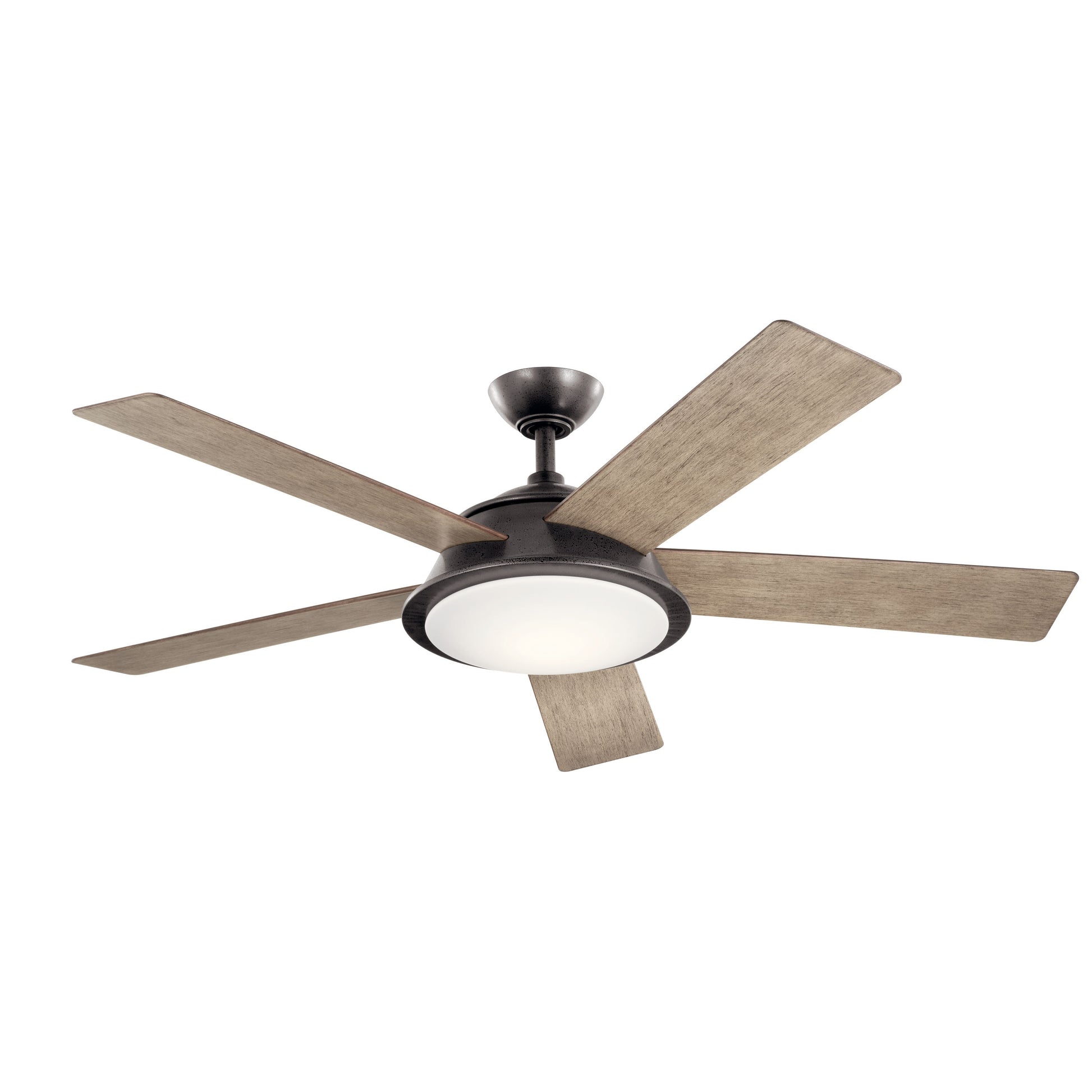 Kichler Verdi 56-in Integrated LED Anvil Iron with Distressed Antique Gray/Walnut Blades Ceiling Fan With Light - Remote Included ( 5 -Blade ) 4355698