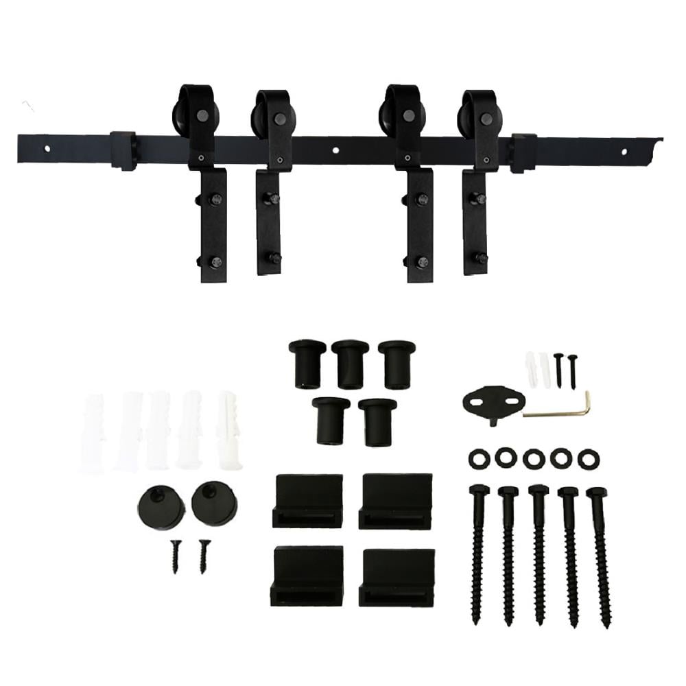 DURA-LIFT 78-3/4-in Matte Black Indoor J-strap Soft Close Double Bypass Barn Door Hardware Kit DLDB2