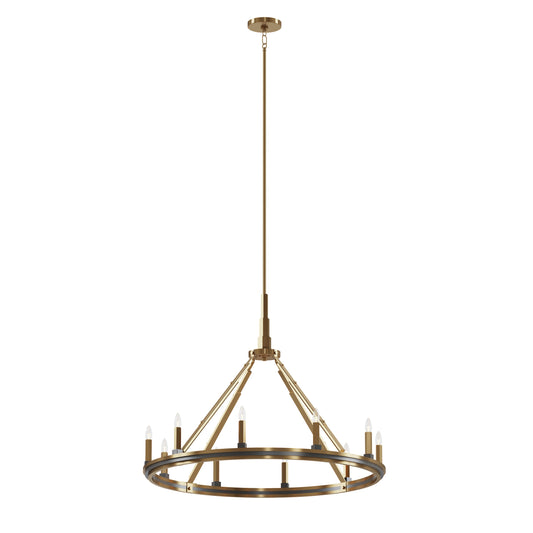 Kichler Emmala 10 -Light Brushed Brass Vintage For Use in Bedrooms, Dining Rooms, Foyers, Kitchens, Living Rooms Chandelier 4663074