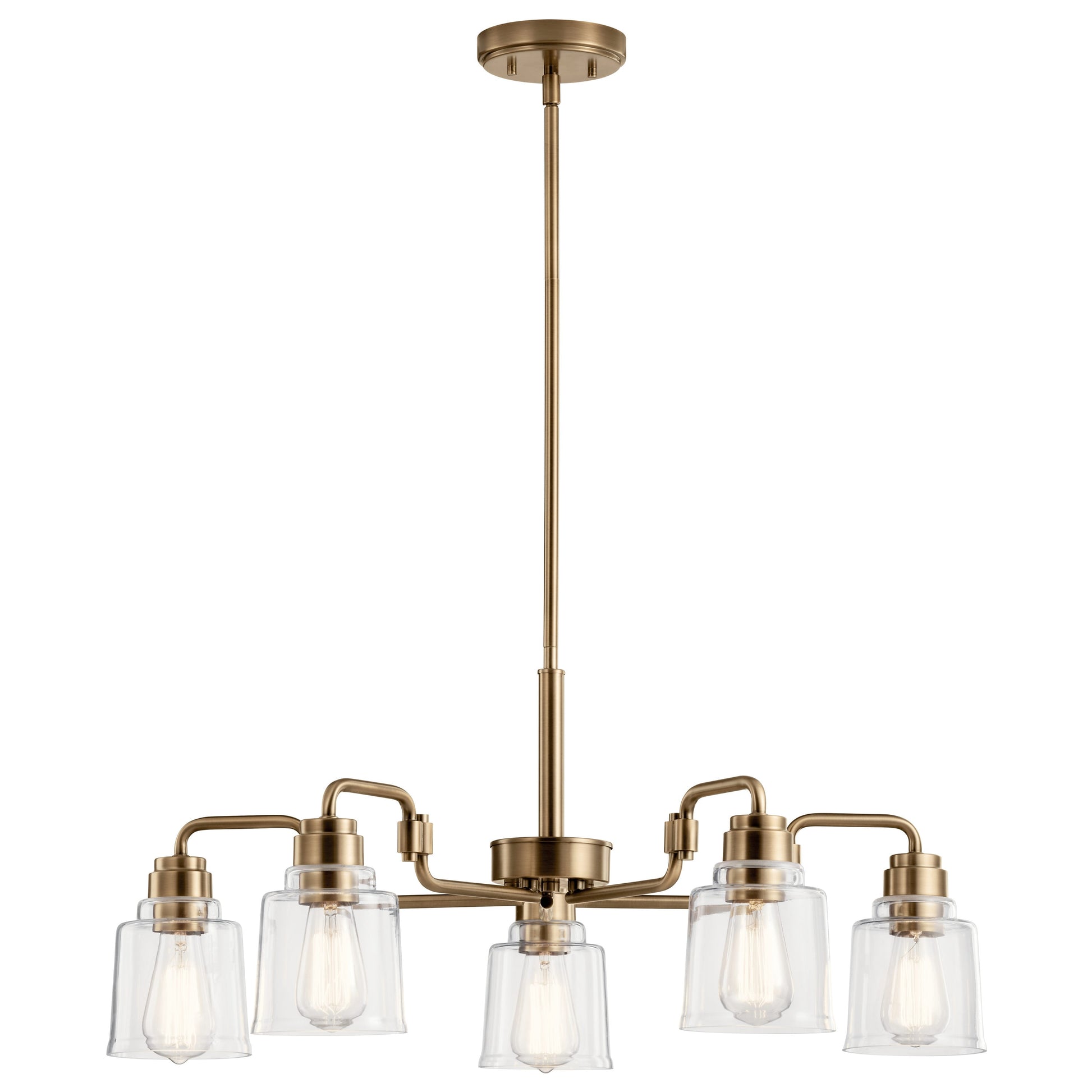 Kichler Aivian 5 -Light Brass Industrial For Use in Bedrooms, Dining Rooms, Foyers, Kitchens, Living Rooms Chandelier 4663069